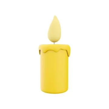 3D rendering of a burning yellow wax candle. Burning yellow candle 3D rendering Stock-Illustration