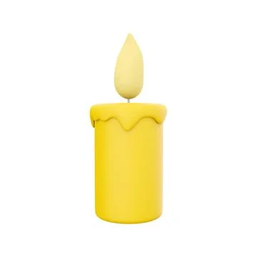 3D rendering of a burning yellow wax candle. Burning yellow candle 3D rendering 스톡 일러스트