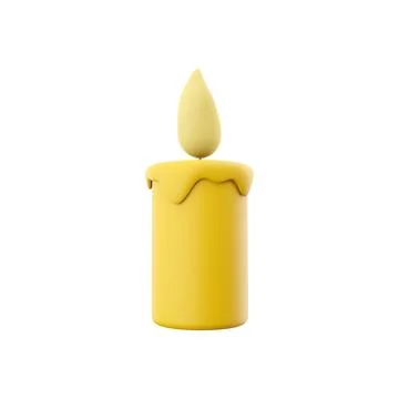 3D rendering of a burning yellow wax candle. Burning yellow candle 3D rendering Stock Illustration