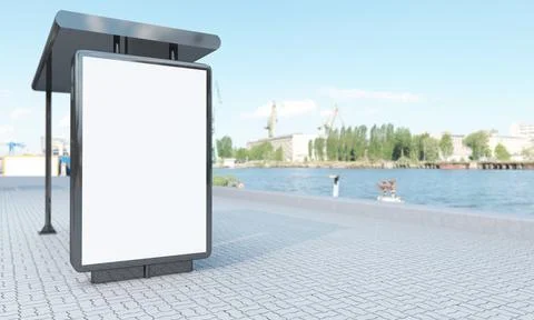 3D rendering of a bus station empty mockup Illustrazione stock