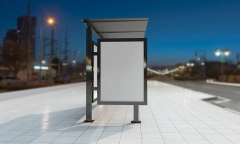 3D rendering of a bus station empty mockup Illustrazione stock