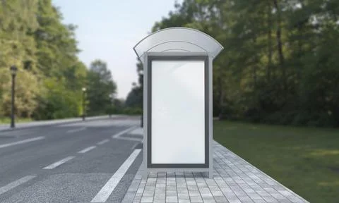 3D rendering of a bus stop with blank frames 스톡 일러스트