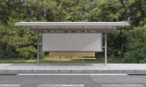 3D rendering of a bus stop with blank frames Stock-Illustration