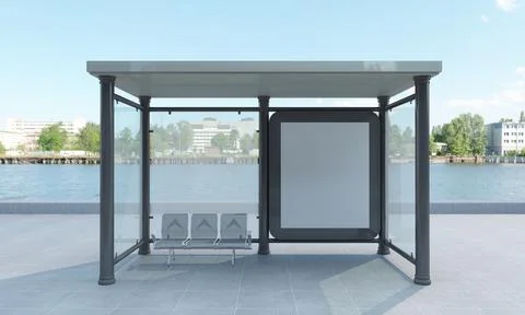 3D rendering of a bus stop Stock Illustration