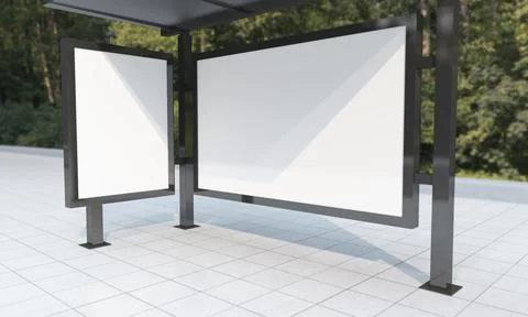 3D rendering of a bus stop 스톡 일러스트