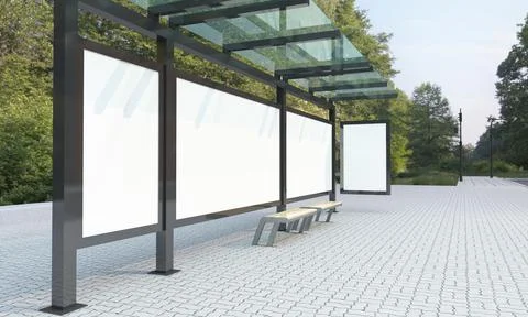 3D rendering of a bus stop Stock Illustration