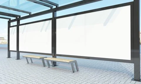 3D rendering of a bus stop Stock Illustration
