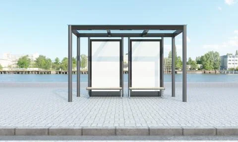 3D rendering of a bus stop Stock Illustration