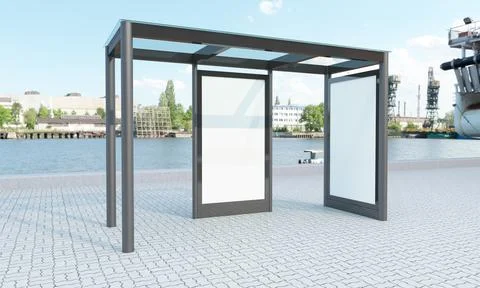 3D rendering of a bus stop Stock Illustration