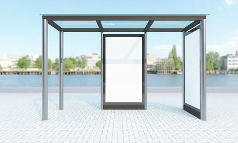 3D rendering of a bus stop Stock Illustration