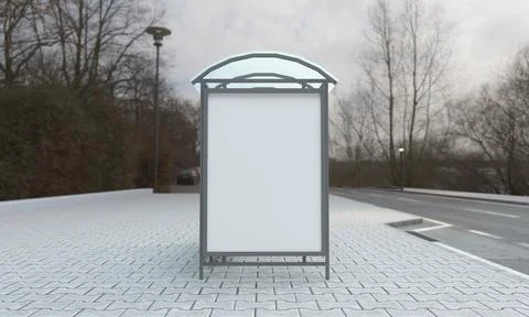 3D rendering of a bus stop Stock Illustration