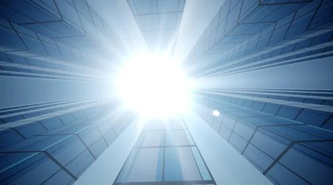 3d rendering of Business and design concept - empty glass panel of skyscraper Stock Illustration