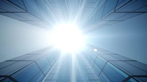 3d rendering of Business and design concept - empty glass panel of skyscraper Stock Illustration