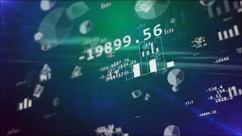 3d rendering of Business background with stock market elements: graph, bars,  Stock Illustration