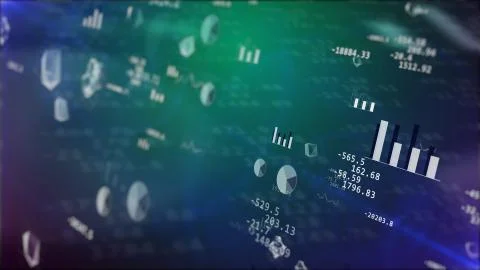 3d rendering of Business background with stock market elements: graph, bars,  Stock Illustration