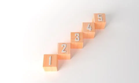 3d rendering business concept minimal. wood cube of arranged in a stairway Illustrazione stock
