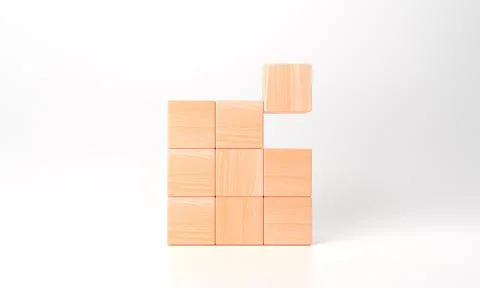 3d rendering business concept minimal as group of wood cube for your text イラスト素材