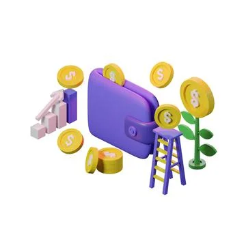 3d rendering of business illustration concept isolated on white background. Stock Illustration