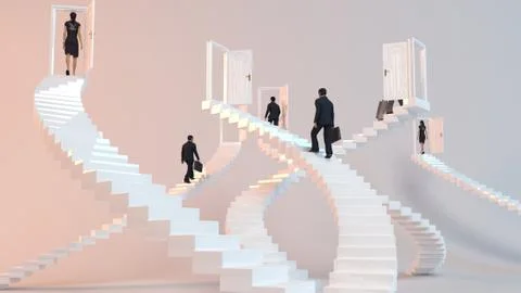 3d rendering of business  men going to the goal Illustrazione stock