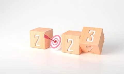3d rendering of Business plan or Happy new year in target 2023 concept for bu Stock-Illustration