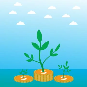 3D Rendering business saving tree money concept 3D illustration Stock Illustration