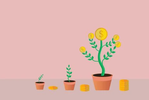 3D Rendering business saving tree money concept 3D illustration Stock Illustration