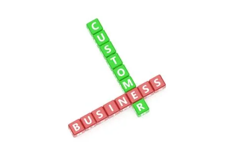 3D Rendering Business Text on Red Square Boxes 스톡 일러스트