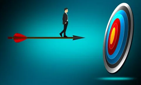 3d rendering of a businessman on an arrow aim to target Stock Illustration