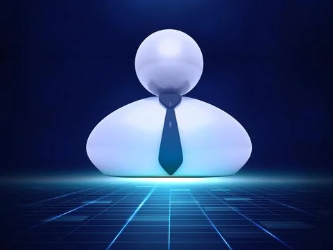 3D rendering of a businessman concept with blue high-tech grid lines Illustrazione stock
