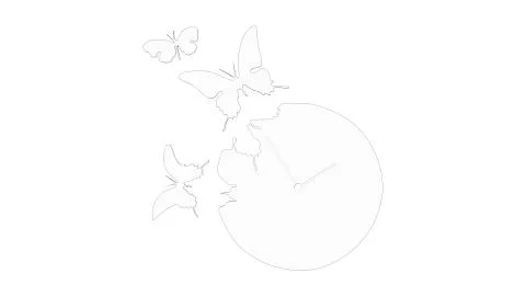 3d rendering of a butterfly clock isolated on white background Stock Illustration