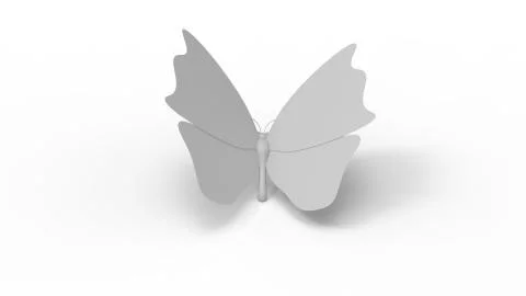 3D rendering of a butterfly isolated on white empty space background Stockillustratie