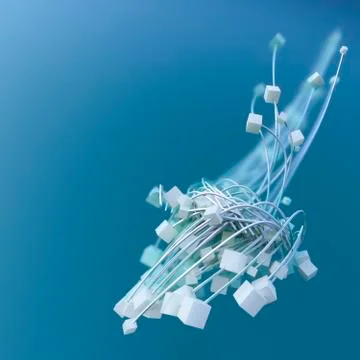 3D Rendering, Cable strands trying to connect Stock Illustration