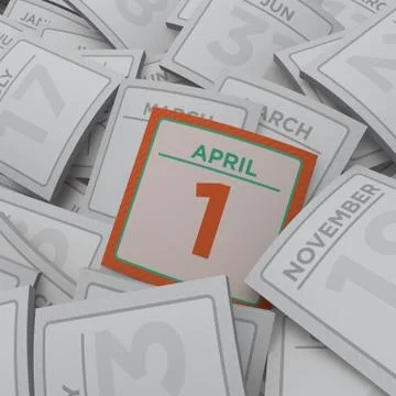 3d rendering calendar background illustration april 1 스톡 일러스트