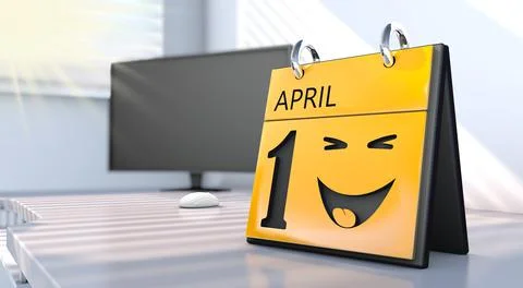 3D rendering of a calendar with the date of April 1st. April fools day. Stock Illustration