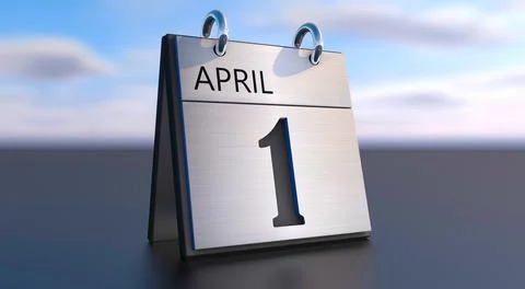 3D rendering of a calendar with the date of April 1st. April fools day. Stock Illustration