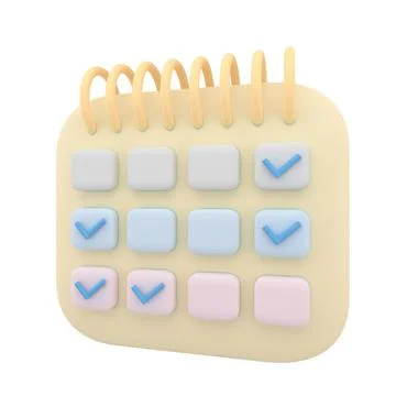 3d rendering Calendar icon symbol. minimal cartoon style design. Day month ye Stock Illustration