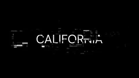 3D rendering California text with screen effects of technological glitches Stock-Illustration