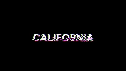 3D rendering California text with screen effects of technological glitches Stock Illustration