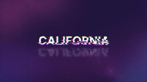 3D rendering California text with screen effects of technological glitches Stock Illustration