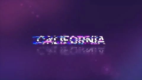 3D rendering California text with screen effects of technological glitches Stock Illustration