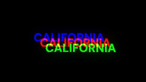 3D rendering California text with screen effects of technological glitches Stock Illustration
