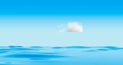 3d rendering of calm ocean waters and single fluffy white cloud イラスト素材