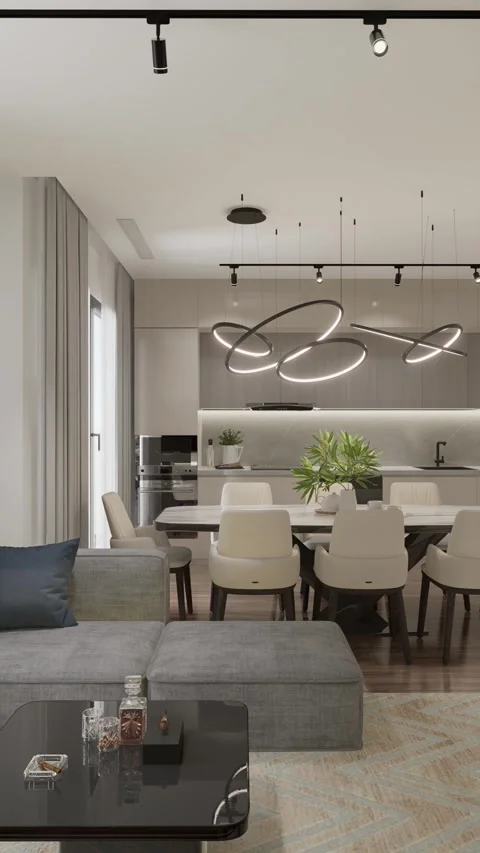 3D-rendering. The camera flies over a modern studio apartment. Stock Footage 263033375