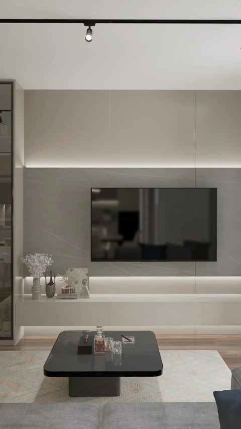 3D-rendering. The camera flies over a modern studio apartment. Stock Footage 263033377