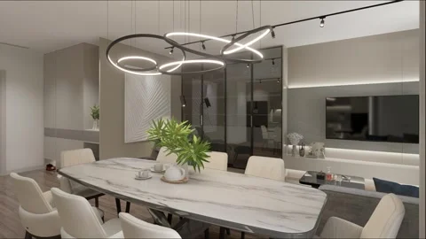 3D-rendering. The camera flies over a modern studio apartment. Stock Footage 263033617