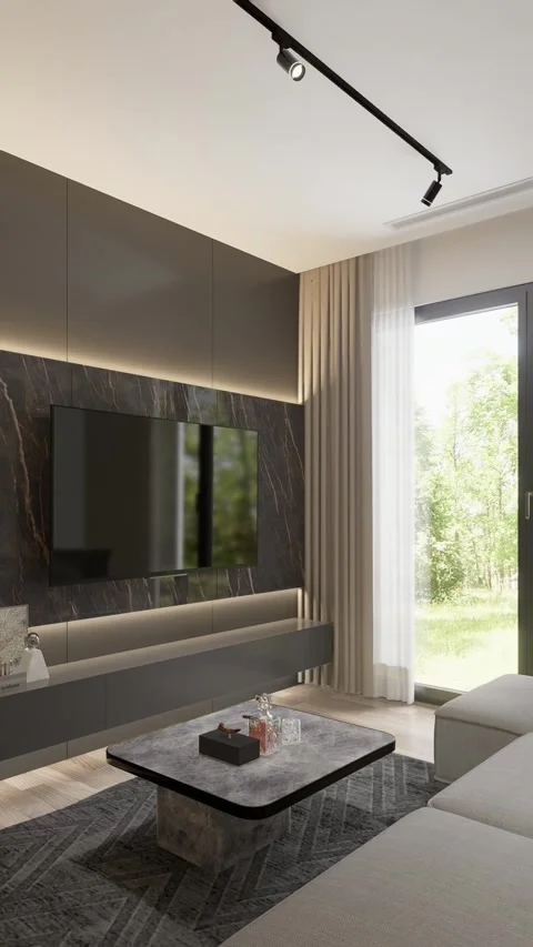 3D-rendering. The camera flies over a modern studio apartment. Stock Footage 266993796