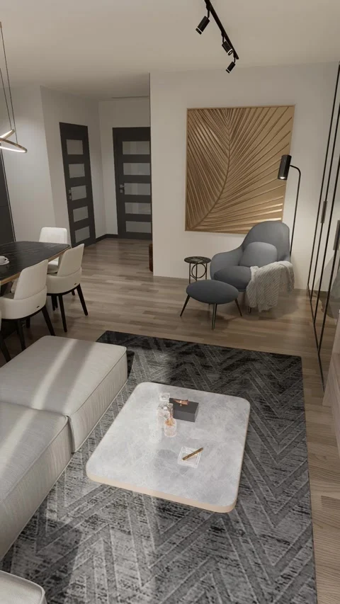 3D-rendering. The camera flies over a modern studio apartment Stock Footage 270214175