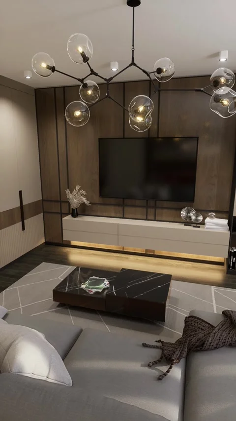 3D-rendering. The camera flies over a modern studio apartment Stock Footage 271662881