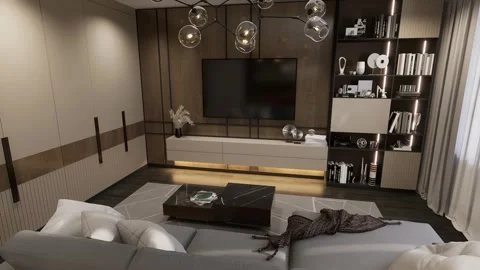 3D-rendering. The camera flies over a modern studio apartment Stock Footage 271662929