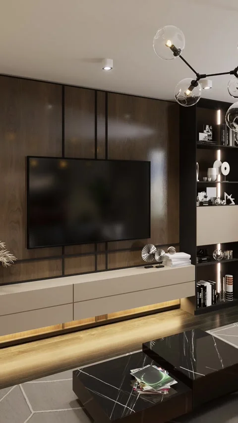 3D-rendering. The camera flies over a modern studio apartment Stock Footage 271663172